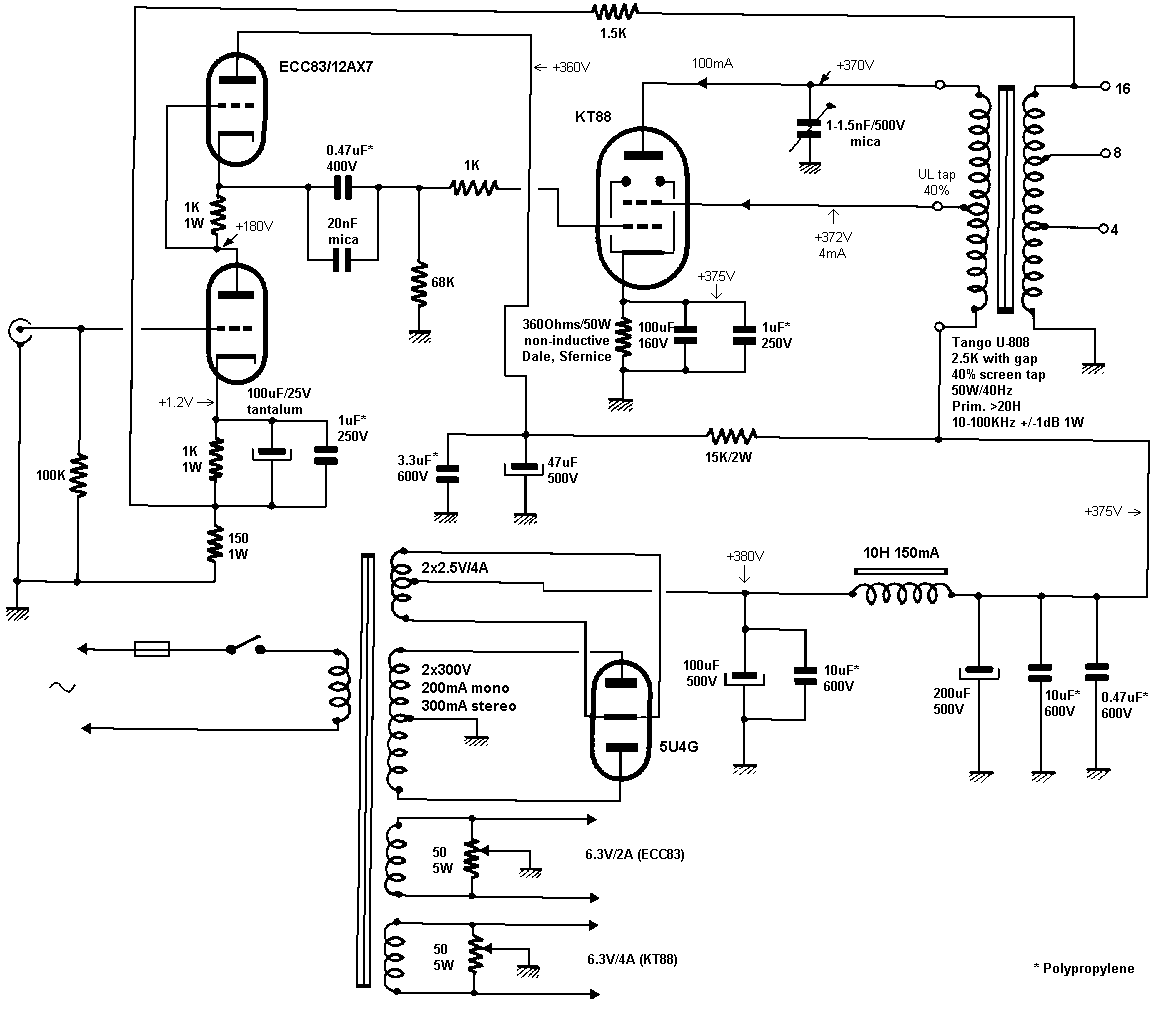 stereo tube amplifier schematic