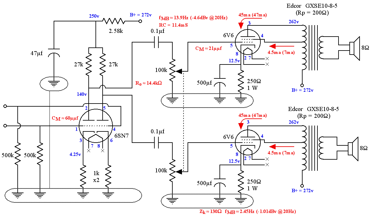 stereo tube amplifier schematic